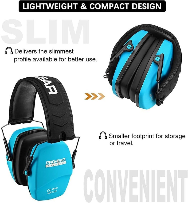 PROHEAR 016 Shooting Ear Protection Earmuffs 2 Pack, NRR 26dB for Gun Range, Hunting -Blue+Pink - Image 4
